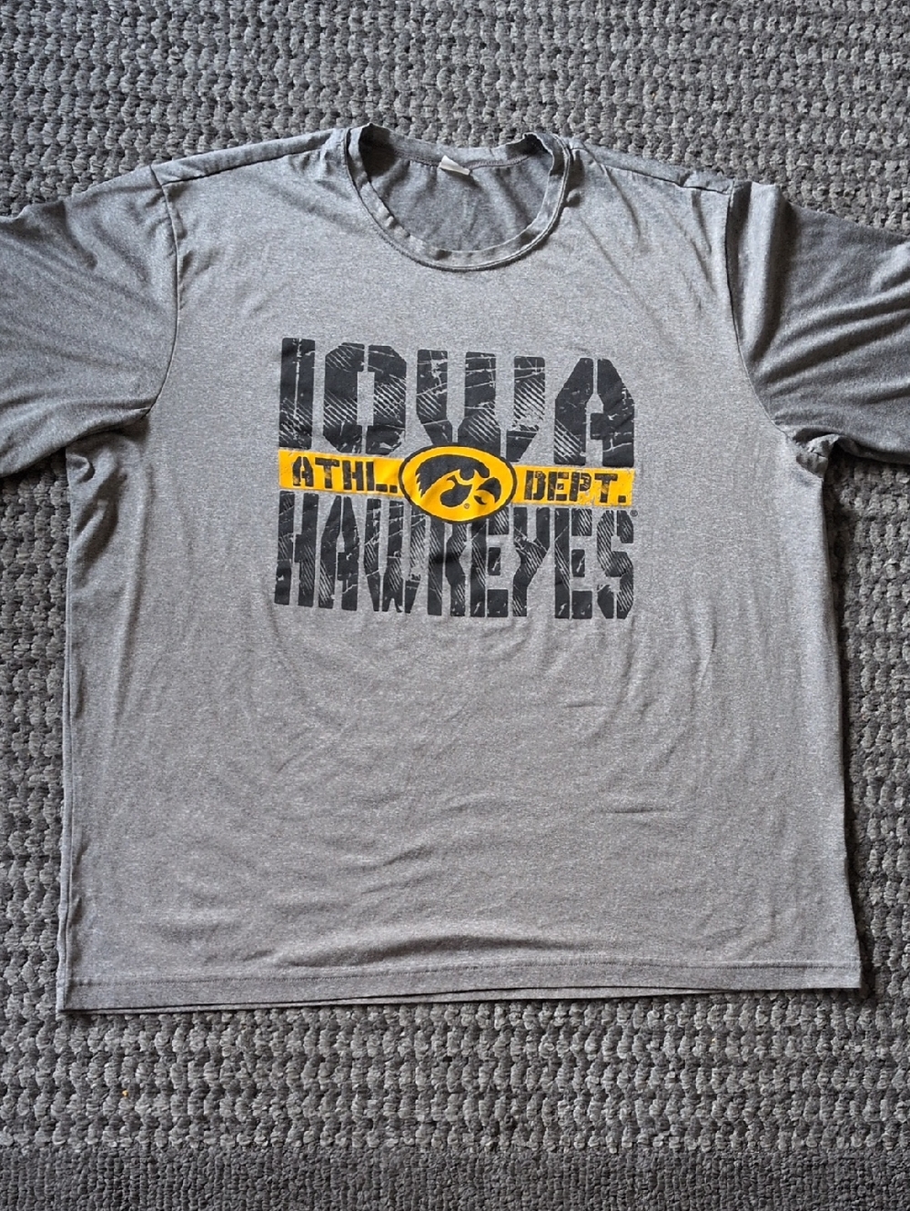 Sport-Tek Men’s Grey Iowa Hawkeyes Tee with Yellow Accent
